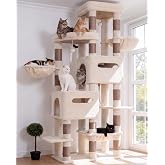 Heybly HCT062MJ XXL Cat Scratcher Tree for Large Cats, Tall and Spacious Tower with Wide Top Platform, Stable Base, 2 Houses,