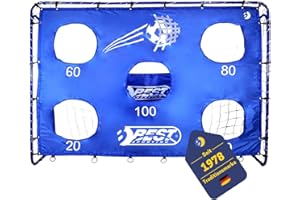 ‎B BEST SPORTING Best Sporting Fußballtor mit Torwand I Fußball Tor 213cm x 152cm I Fußballtor Kinder mit verschiedenen Farbmotiven I Hochwertiges Kindertor mit Netz, Torwand & Heringen I Fussball Tor Blau