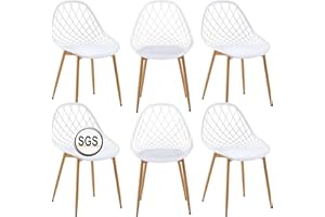 buybyroom Lot de 6 Chaises de Jardin, Chaise de Jardin Exterieur Chaise Exterieur de terrasse, avec Pieds en Métal, pour l'extérieur, la Plage, Le Balcon, la terrasse, Blanc