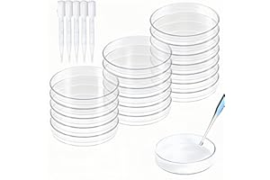AELMIYW 20 Pcs Sterile Plastic Petri Dish Set with Lid with 5 Pcs 3ml Plastic Transfer Pipettes, (60x15mm) Sterile Culture Dishes for Lab Biology Microbiology Studies Science Fair Project