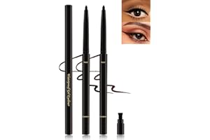 LESTPOLA Black+Brown Gel Eyeliner for Older Women, Waterproof Smudge-Proof Retractable Eye Liner Pencil, Long Wear 24H, Matte Smooth Eyeliner Waterline with Sharpener for Mature Women Sensitive Eyes-2Pcs
