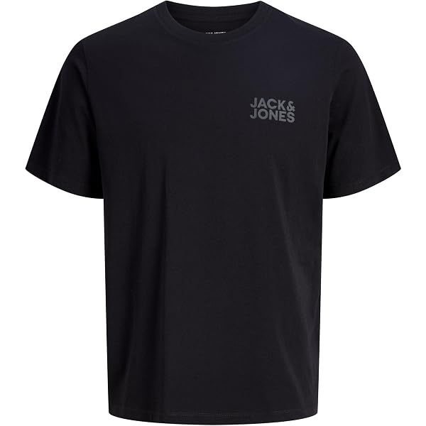JACK & JONES Jjbeau Tee SS Maglietta Uomo Nera | Girocollo Manica Corta | Cotone Taglio Largo Taglia L