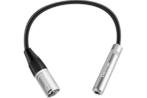 WERYUY Devinal XLR Male to 1/4" Female calbe, 3 Pin Male to 6.35mm Socket Audio Cord, XLR Plug to TS/TRS Quarter inch Adapter Connector Converter Metal Construction 1 feet (30 cm)
