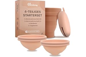 ‎BAMBOOZY Bamboozy Menstruationsscheibe Starter Set - 2 Periodenscheiben (M+L), Sterilisator und Lagertasche - Wiederverwendbare Discs für alle Strömungen - Sicher bei Sport und Schwimmen
