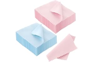 PRASACCO 100 Pack Jewelry Cleaning Cloth, Colorful Jewelry Polishing Cloths, Jewelry Cleaner Cloth for Silver Gold Glasses Watch Coins, 8 x 8 cm