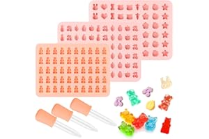 KFDDRN Moule Bonbon Silicone, 3 Pièces Moule Silicone Bonbon, Avec Compte Gouttes Moule a Bonbon, Pour Chocolat Bonbons Pudding Gelée Biscuits