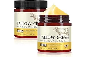 AsyinXson Lot de 2 baumes de bœuf et de miel, crème hydratante pour le visage au bœuf, crème hydratante pour le visage Grass-Fed Pure Beef Tallow, Honey & Beeswax, convient pour les peaux sèches et