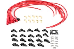 QINLORGO Cables de bujía de 8 mm, silicona + acero inoxidable + fibra de vidrio Terminales de acero inoxidable Cable de bujía de encendido, para Pgrade un sistema de encendido Oe. Partes de encendido