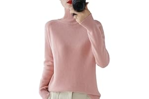 HUIPYOU HWYBHT Pull en laine cachemire à col roulé pour femme, couleur unie, pour l'automne et l'hiver