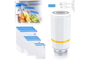 SWIFTCTRL Pompa Sottovuoto Alimenti, Sigillatrice Automatica A Vuoto Pompa Portatile, Macchina Sigillatrice con 10 Sacchetti Riutilizzabili Per la Cottura Sottovuotos e la Conservazione Degli Alimenti