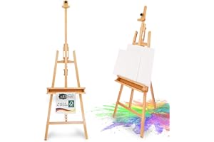 ARTINA Barcelona Caballete profesional de madera de haya, imprescindible para el artista, tamaño de bastidor del caballete de hasta 120 cm con doble superposición