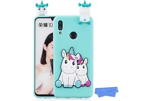 HopMore Funda para Huawei P Smart 2019 / Honor 10 Lite Silicona Dibujo 3D Divertidas Panda Animal Carcasa TPU Ultrafina Slim Case Antigolpes Caso Protección Cover Design Gracioso - Unicornio Verde
