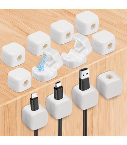 RAQT Clip per Cavi, 5 Pezzi Organizzatore per Casa e Ufficio, Gestione Cavi Adesivo a Lunga Durata, Clip per Topo TV PC Laptop (Traslucido