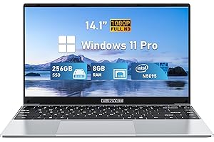 FUNYET Ordenador Portátil 14 Pulgadas, IPS Full HD, (8GB DDR4 256 GB SSD), Celeron N5095 (DERROTA A J4125/N4020) Quad Core Procesador PC Portátil, Bluetooth4.0, 1920 x 1080, WiFi, Tipo-C, Mini HDMI