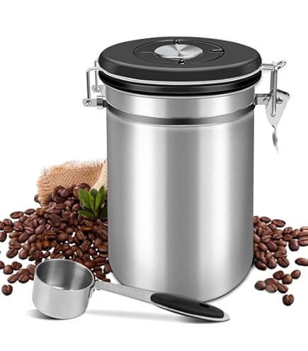 Accessoire Cuisine Café Boîte Café Hermétique Inox 1,8L - Conservation Grains Café - Affichage Date - Beige Boîte Stockage Alimentaire Avec Date