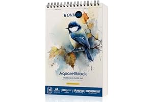 KOVIEDE 100% Baumwolle Aquarellpapier Block - 30 Blätter A4 Spiral gebunden, 300g/㎡ A4 Cold Press Aquarell Skizzenbuch, Künstler Qualität Art Journal Supplies für Erwachsene, Rosa