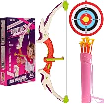 Giocattolo Tiro Con L'Arco Per Bambini DX DA XIN – 2 Archi Con Luci LED E 20 Frecce – Bersaglio In Piedi – Regalo 4-12 Anni