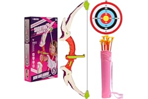 AZYVUM Arc et flèche pour Enfants, Jeu de Jouet à LED, 10 flèches avec ventouses, Objectif et charcon, Jouet d'entraînement intérieur et extérieur pour garçons et Filles