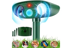 GADSDEN AND CULPEPER Cat Repellent, Garden Solar Animal Repellent, Waterproof Ultrasonic Cat Repellent, Cat Scarers with LED Flash Light and PIR Motion Sensor, Fox Deterrent Used to Garden/Yard Drive Away Animals