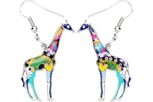 NEWEI Enamel Alloy Cute African Giraffe Earrings Dangle Drop Giraffe Jewelry for Women Girls Gift Charms