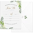 POWER FLOWER 12 Invitations with Envelopes for all Occasions, Blank Fill-in Floral Watercolors Invites Perfect for: Wedding, Bridal Showers, Engagement, Birthday Party or Special Event (686)