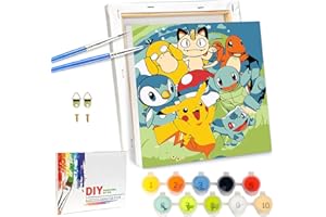 LAISU Malen Nach Zahlen mit Rahmen für Kinder Junior Erwachsene Anfänger, 20x20cm Klein Cartoon Anime Painting, DIY Gemälde Bastelset mit Leinwand Pinseln Acrylfarben für Jungen Mädchen ab 6 Jahre