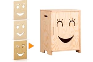 ‎SMARTWOOD smartwood KAPI 3P Wooden Bedside Table Children's Room Furniture for Boys and Girls - Stylish and Functional Children's Shelf - Children's Bookcase, Natural Wood, Opening Right