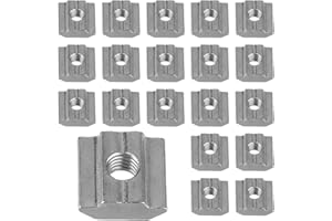 YOUNTHYE 150 sztuk kamieni rowkowych M6, ciężki rowek 8 M6, gwint ze stali węglowej, standardowa seria 30 M6, nakrętki ślizgowe T Nut, śruby z łbem młotkowym M6 do akcesoriów profilowych aluminiowych