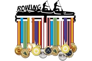SUPERDANT Espositore per Medaglie da Competizione Porta Medaglie Iron Boat Race Theme Medaglie Cornice per Esposizione Parola Motivante REWING Espositore Porta Medaglie Ferro 40x15cm Regalo per Atleta