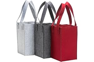 ULAWELLOR 3 Pezzi Borse per Bottiglie Vino,Borsa Porta Bottiglie,Lavabile e Pieghevole, Borsa con Divisori Può Contenere 4 Bottiglie di Vino, Borsa per Bottiglie Riutilizzabile per il Campeggio e i Viaggi