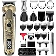 Hatteker Beard Trimmer for Men Beard Grooming Kit T-Blade Mustache Trimmer Hair Clipper Electic Razor Shavers Cordless Waterproof Nose Body Trimmer 8 in 1 Adjustable Speed
