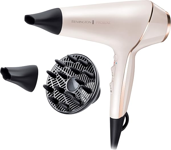 Remington Haartrockner Profi Ionen PROluxe (2400W, 150km/h, 3 Stylingaufsätze, OPTIheat-Technologie für lang anhaltende Styling-Ergebnisse, Ionenpflege - Anti Frizz, langlebiger AC-Motor) AC9140 - 1