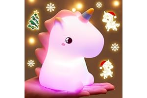 One Fire Luce Notturna Unicorno, Regalo Battesimo, 16 Multicolori Silicone Lampada per Bambini, USB Ricaricabile LED Luci Notturne per Cameretta Bambina, Regalo Neonato