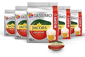 ‎TASSIMO Tassimo Kapseln Jacobs Café au Lait, 5 x 16 Pads, 80 Kaffeekapseln