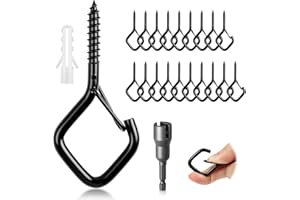 vsshe 20 piezas M5 Ganchos de Tornillo Hembrillas Cerradas, Ganchos de Techo, Ganchos de Rosca con Hebilla de Seguridad, Cáncamos de Tornillo con Rosca de Madera para Macetas, Luces, Jardín