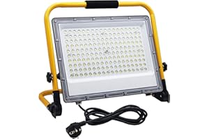 150W Faretto LED da Cantiere, Tkdaksy Luci da Cantiere con Spina, Faretto LED da Cantiere Portatile, IP66 Impermeabile con 2M Cavo, 6500K, 15000LM, per Officina, Cantiere, Garage
