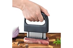 MELEHO Meat Tenderizer, Meat Tenderizer Tool with 48 Stainless Steel Ultra Sharp Needle Blades Kitchen Cooking Gadgets for Tenderizing Beef, Turkey, Fish, BBQ, Pork, Fish