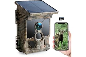 CEYOMUR Fototrappola Solare 68MP 4K 30fps, Wifi Bluetooth Fototrappola con Batteria Ricaricabile da 5200mAh Angolo di Rilevamento 120° HD Visione Notturna Impermeabile IP66