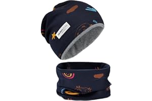 YMIFEEY Kinder Mütze und Schal Set, Kinder Beanie Kindermütze & Schlauchschal für Jungen Mädchen 2-8, 95% Baumwolle Mütze und Loop Schal Dünne Warm Winddicht für Winter, Frühling, Herbst