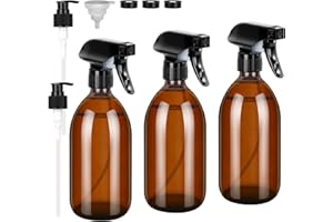 Ezvsevuo Bote Spray Pulverizador Cristal de 500ml, 3PCS Botella de Spray de Vidrio Ámbar, Spray Bottle Bottiglia Spray, Bottiglia Spray d'Acqua, Vaporizador Spray per Piante, Pulizia, Parrucchieri
