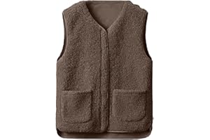 Joligiao Gilet en Molleton Polaire Femme Doux Veste sans Manche Femme Hiver Chaud Manteaux Mode Veste Décontracté Manteau Fluffy Gilet avec Poches et Fermeture éclair Couleur Unie