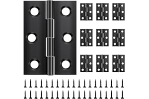 Yeepeo 10 sztuk zawiasów składanych, 44 mm × 31 mm, czarne, ze stali nierdzewnej, zawiasy fortepianowe, małe zawiasy do drzwi, okien, szafek, z 60 śrubami
