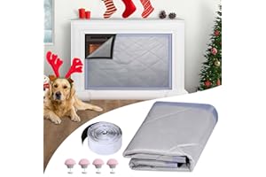 CADARA Velcros Fireplace Cover, Fireplace Draft Blocker, Fireplace Blanket for Heat Loss Gray 39" W x 32" H