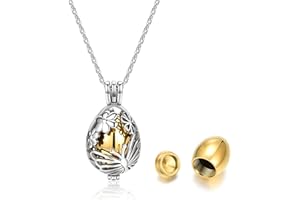 Zysta Collana Locket Gabbia con Fiori Farfalla Filigrana per Donna Collana Cremazione con Urna Portaceneri Ricordo Collana Contenitore Apribile a Goccia Medaglione per Ceneri Regalo Festa della Mamma