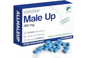 AllMaleUp Extra Strong Pills for Men - Natural Supplement for Enhanced Performance & Stamina - Fast-Acting Tablets - Food & Herbal Supplement - 10 Pills