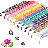 DIAOCARE Acrylstifte Marker Stifte, 12 Farben Permanent Wasserfest Stifte,Acryl stifte für Stein,Leinwand,Holz,Bemalen,Kerami