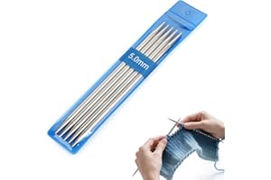Coopay 5 Pièces Aiguilles à Tricoter à Double Pointe, Aiguilles Trioct 5,0mm en Acier Inoxydable, 15cm Aiguilles Courtes à Chaussettes, Écharpe, Chapeaux, Animaux, Pull, Tricot pour Débutants & Pro