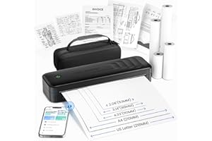 TATTMUSE Stampante Termica A4, Stampante Portatile Compatibile con Phone via Bluetooth, Windows e Mac via Cavo USB, Stampante Termica per Viaggi, Lavoro, Casa