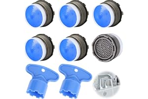 RUNEAY 6 Stück Strahlregler M18,5 Wasserhahn Bubbler, Perlatoren für Wasserhähne, Eingebauter Wasserhahnbelüfter Wasserhahnsieb Ersatzbelüfter mit 2 Strahlregler Werkzeug Schlüssel