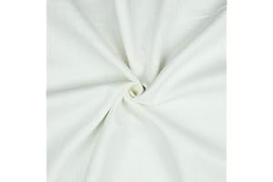 VMG-STORE Tela de lino por metros, 40 colores, 100% lino, tejido natural, certificado Oeko-Tex, 140 cm de ancho, color blanco 002